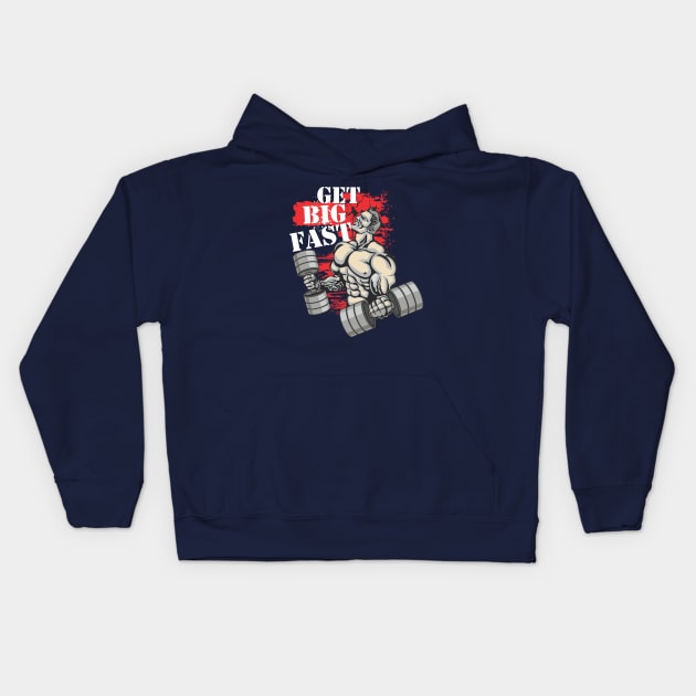 Get big fast - Crazy gains - Nothing beats the feeling of power that weightlifting, powerlifting and strength training it gives us! A beautiful vintage design representing body positivity! Kids Hoodie by Crazy Collective